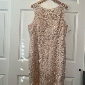 Adrianna Papell Pink Sheath Midi Dress Scoop Neck Sleeveless